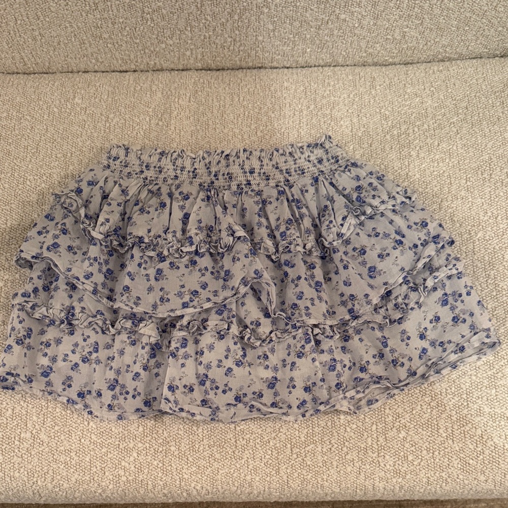 LoveShackFancy Blue Floral Mini Skirt